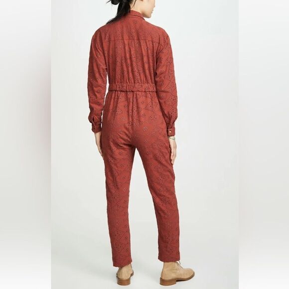 Free People Rust Eyelet Jumpsuit Set The Tone sz 2 000140 - Picture 7 of 10